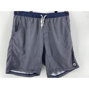 Vuori Shorts Mens Medium Blue Stripe Lined Drawstring Gym Running Active Stretch